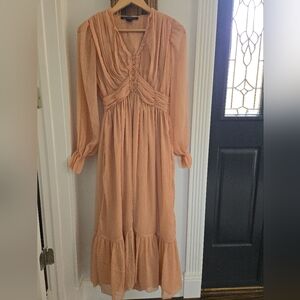 Elegant Tan Long Sleeve Dress
